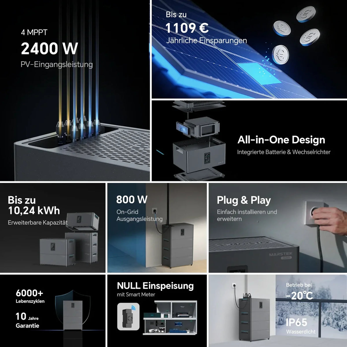 Marstek Jupiter C Plus – All-in-One Speicher, 2,56 kWh, 4 MPPT, PV 2400W, HD-Touchscreen