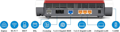AVM FRITZ!Box 7690 - DSL Router mit Wi-Fi 7, Zigbee, DECT-Basis - Weiß