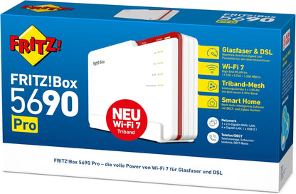 AVM FRITZ!Box 5690 Pro - Glasfaser & DSL Router mit Wi-Fi 7, Zigbee, DECT - Weiß