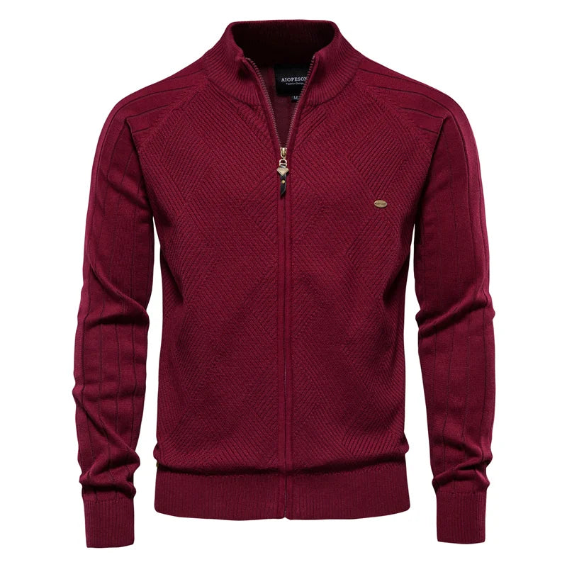AIOPESON Herren Strickjacke | 100% Baumwolle, Argyle-Muster, Wintermode 21