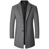 BROWON Herrenmantel Schwarz | Langer Trenchcoat aus Wolle für Business und Freizeit 0