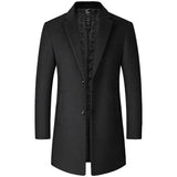 BROWON Herrenmantel Schwarz | Langer Trenchcoat aus Wolle für Business und Freizeit 1