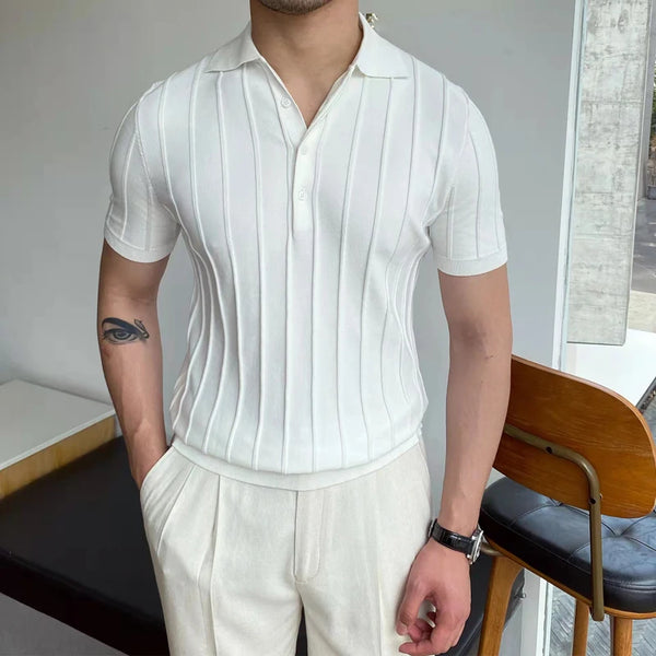 Kimo Herren Polo Shirt | Ice Silk, Slim Fit, Gestreift 0
