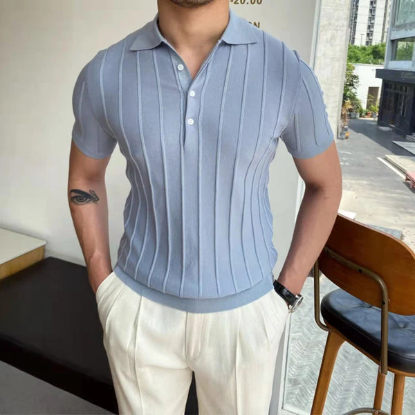 Kimo Herren Polo Shirt | Ice Silk, Slim Fit, Gestreift 1