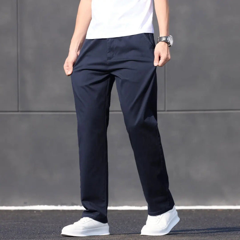 Max Männer Baumwoll Chino Hose | Stretch, Gerade Passform, Schwarz 3