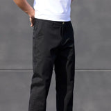 Max Männer Baumwoll Chino Hose | Stretch, Gerade Passform, Schwarz 5
