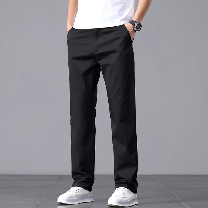 Max Männer Baumwoll Chino Hose | Stretch, Gerade Passform, Schwarz 9