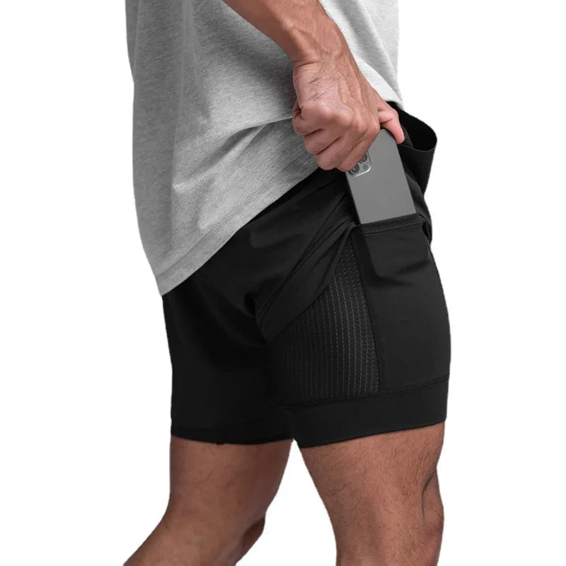 Max Sport Shorts Herren | 2-in-1 Design, Atmungsaktiv, Schwarz 3
