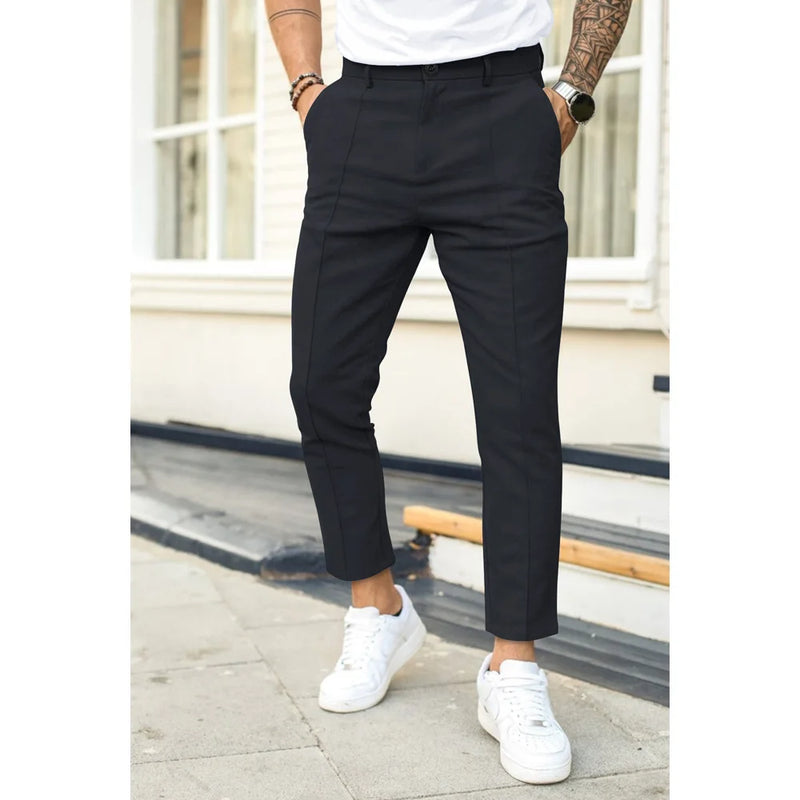 Milo Herren Anzughose | Bequemer Slim Fit, Schwarz 1