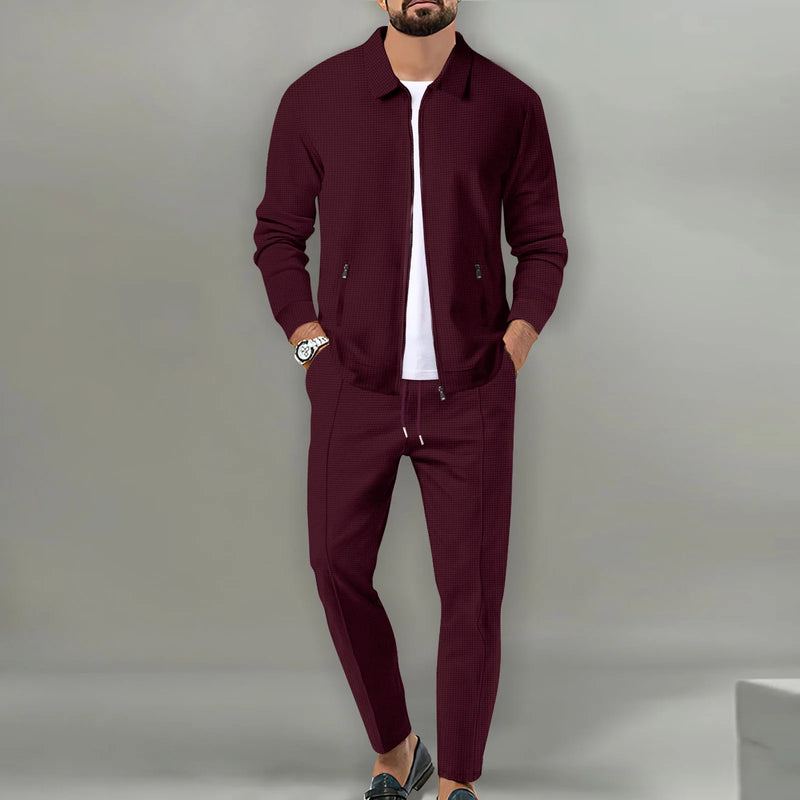 Milo Herren Set | 100% Baumwolle, Lässiger Zip-Up Mantel und Hose für Herbst 10
