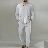 Milo Herren Set | 100% Baumwolle, Lässiger Zip-Up Mantel und Hose für Herbst 11