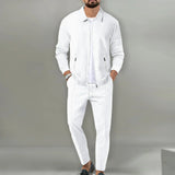 Milo Herren Set | 100% Baumwolle, Lässiger Zip-Up Mantel und Hose für Herbst 12