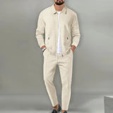 Milo Herren Set | 100% Baumwolle, Lässiger Zip-Up Mantel und Hose für Herbst 8
