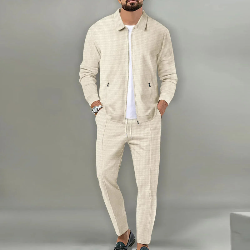 Milo Herren Set | 100% Baumwolle, Lässiger Zip-Up Mantel und Hose für Herbst 8