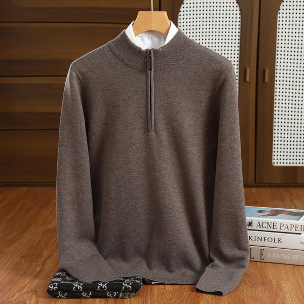 Milo Herrenpullover | 100% Merinowolle, Halber Reißverschluss 0