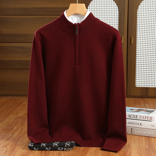 Milo Herrenpullover | 100% Merinowolle, Halber Reißverschluss 1