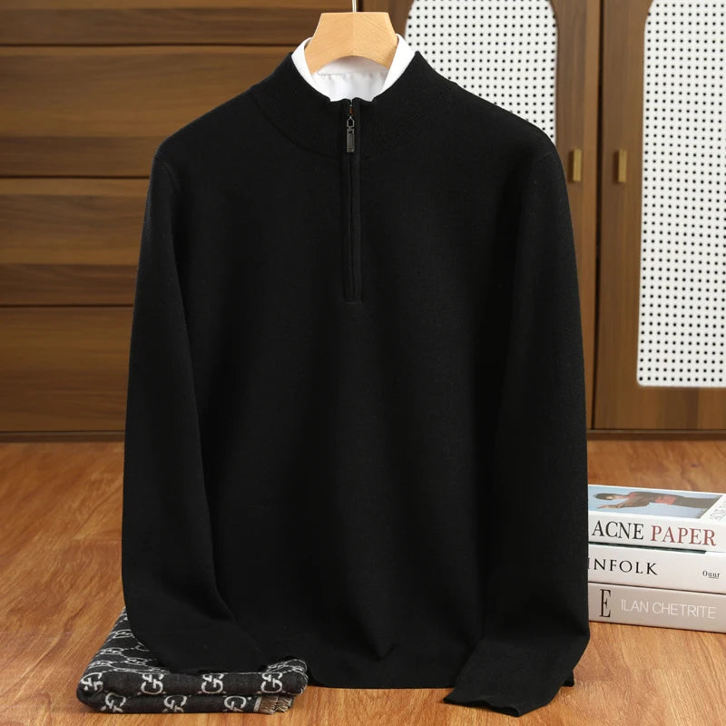 Milo Herrenpullover | 100% Merinowolle, Halber Reißverschluss 3
