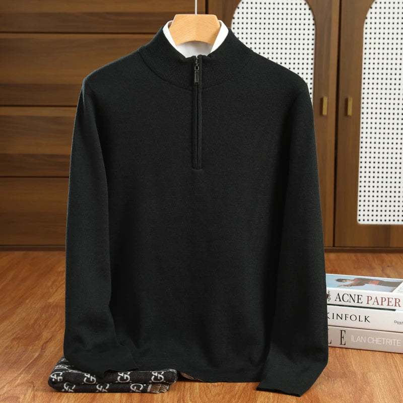 Milo Herrenpullover | 100% Merinowolle, Halber Reißverschluss 4