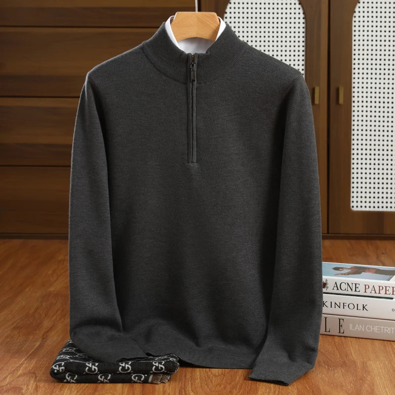 Milo Herrenpullover | 100% Merinowolle, Halber Reißverschluss 5