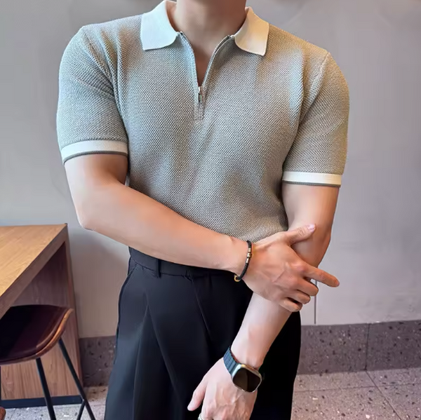 Pino Herren Poloshirt | Baumwolle, Kontrastkragen mit Zipper 1
