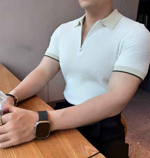 Pino Herren Poloshirt | Baumwolle, Kontrastkragen mit Zipper 2