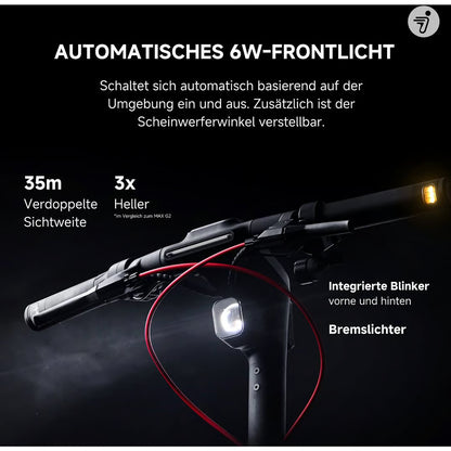 SEGWAY Ninebot MAX G3 D E-Scooter - 11 Zoll Elektroroller in Schwarz/Silber/Rot - Reichweite 80km, IPX6