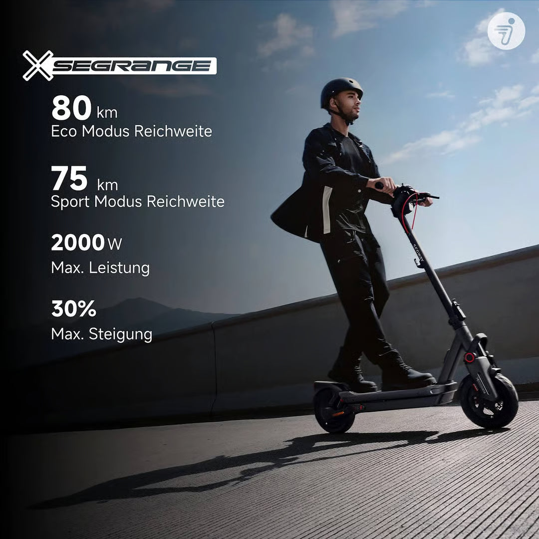 SEGWAY Ninebot MAX G3 D E-Scooter - 11 Zoll Elektroroller in Schwarz/Silber/Rot - Reichweite 80km, IPX6