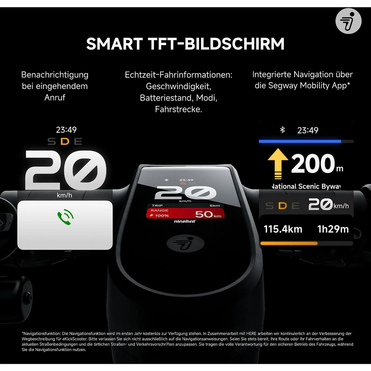 SEGWAY Ninebot MAX G3 D E-Scooter – 11 Zoll Elektroroller in Schwarz/Silber/Rot