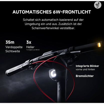 SEGWAY Ninebot MAX G3 D E-Scooter – 11 Zoll Elektroroller in Schwarz/Silber/Rot