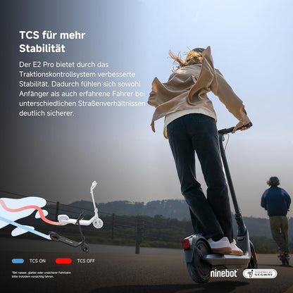 Segway Ninebot E2 Pro D E-Scooter 10 Zoll - Reichweite 35km, 750W Motor, Straßenzulassung - Schwarz