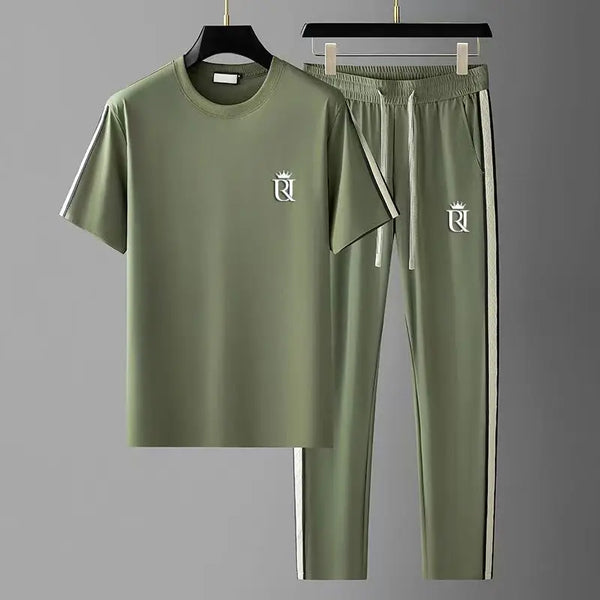 Sumo Herren Sportanzug | Kurzarm T-Shirt & Streifenhose aus Baumwolle