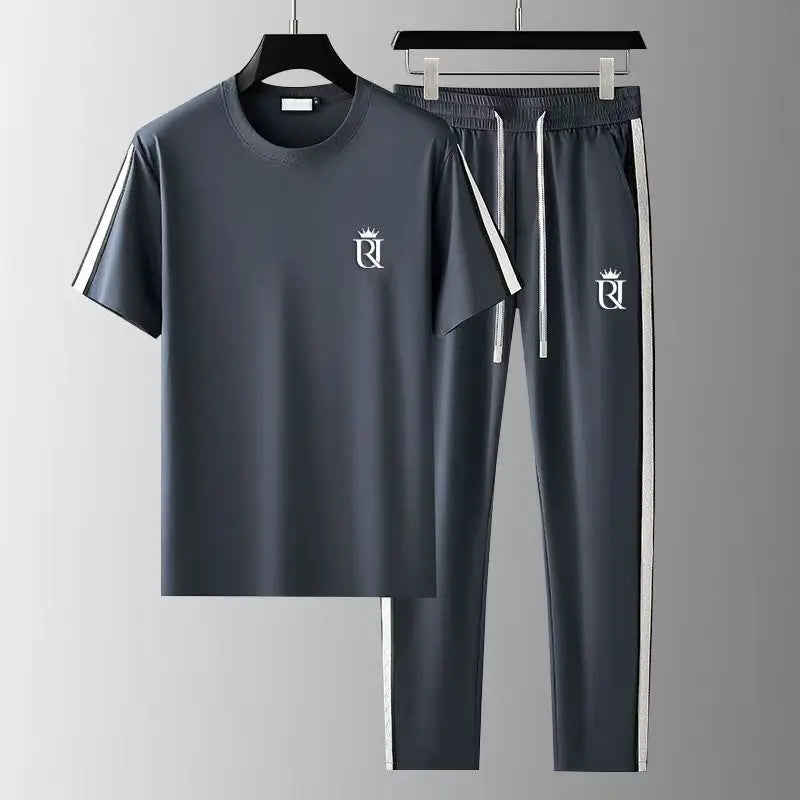 Sumo Herren Sportanzug | Kurzarm T-Shirt & Streifenhose aus Baumwolle