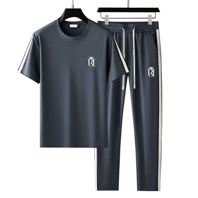 Sumo Herren Sportanzug | Kurzarm T-Shirt & Streifenhose aus Baumwolle