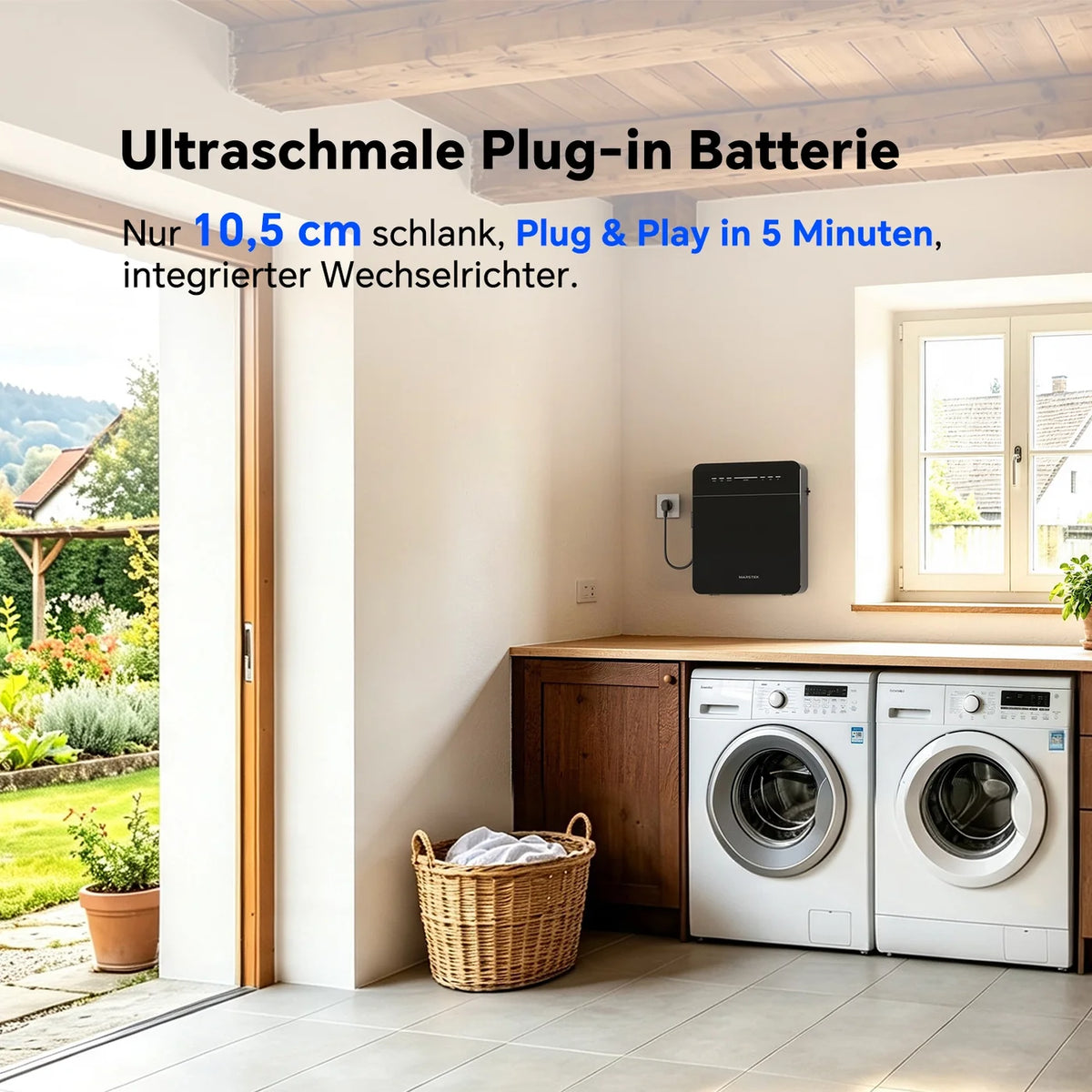 Marstek Venus E Mini – Plug & Play Speicher, 2 kWh, 105 mm dünn, 1,5 kW, 10 Jahre Garantie